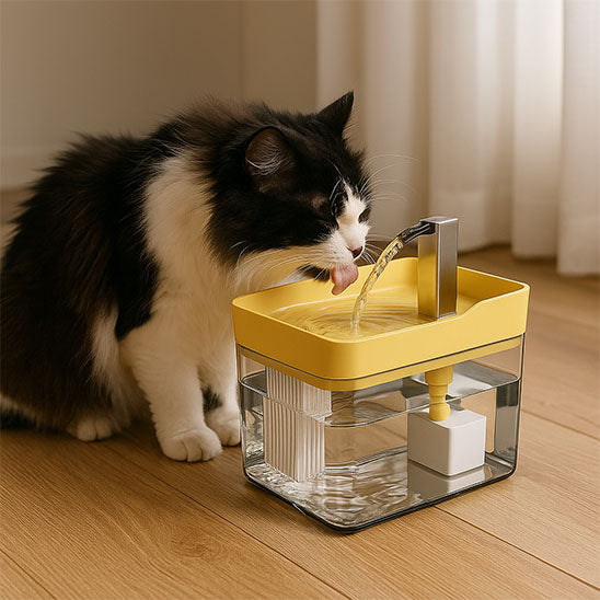 fontaine a eau chat noir blanc leche
