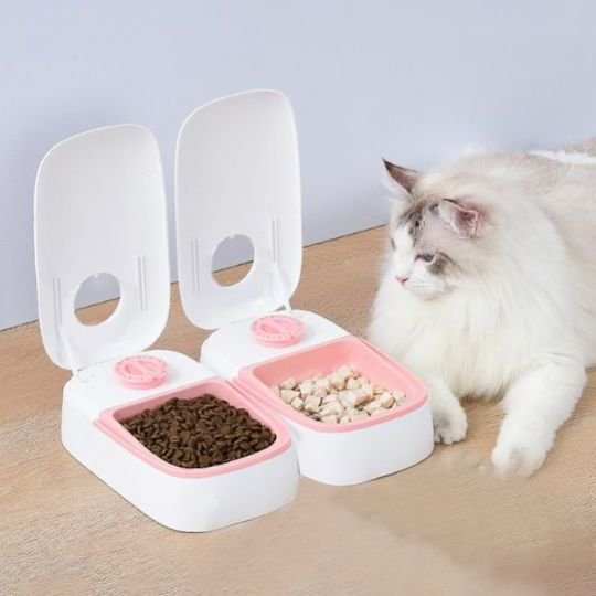 distributeur de croquettes pour chat 2 rose