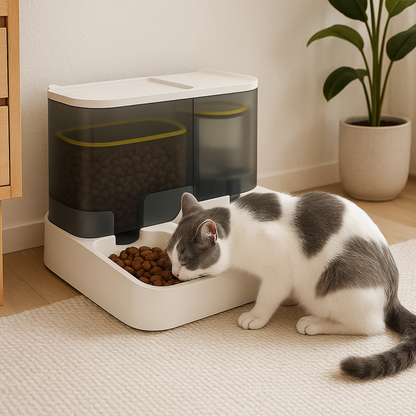 distributeur croquette blanc gris