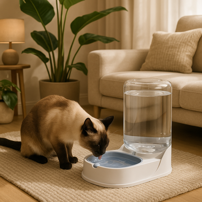 distributeur de croquettes pour chat siamois boit