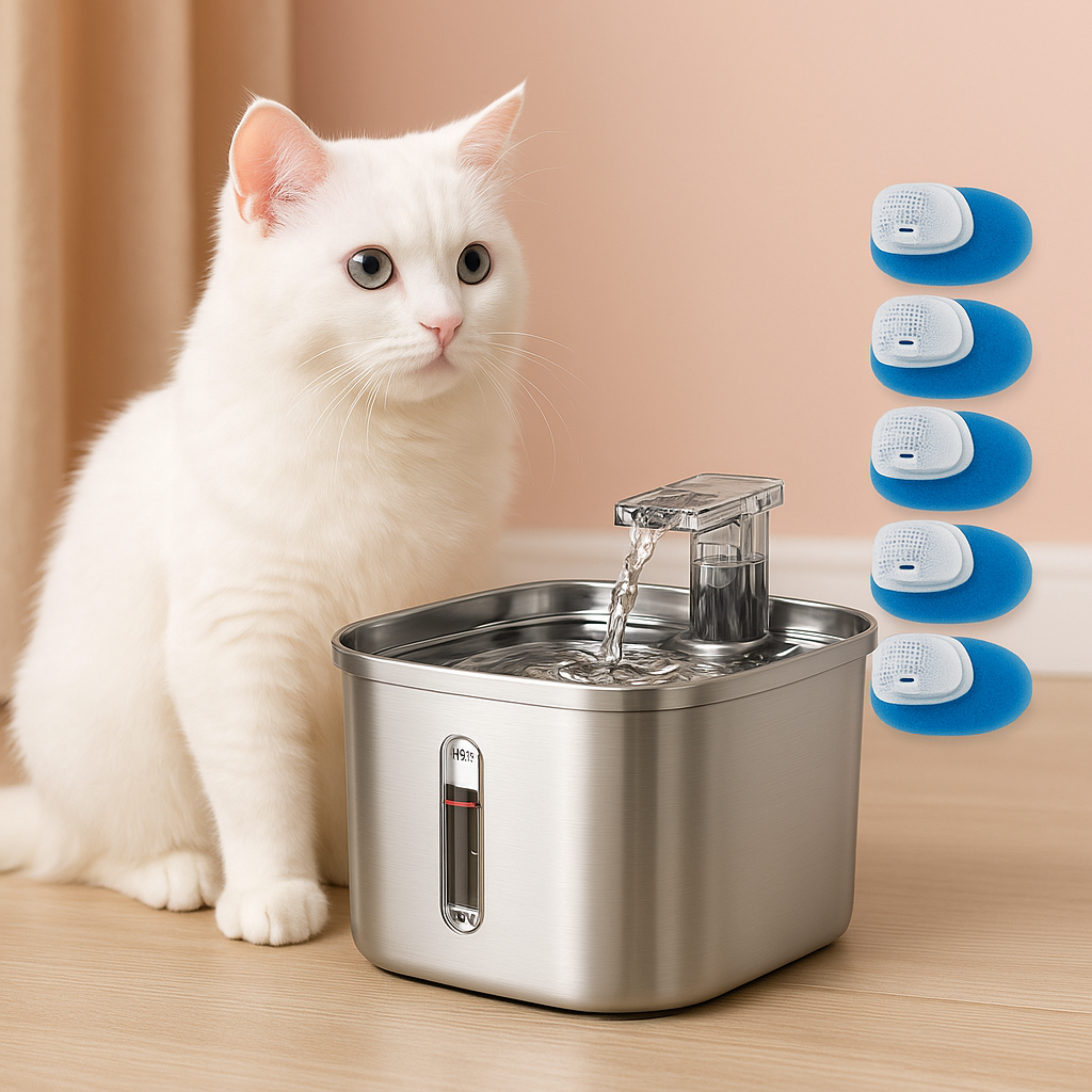 fontaine a eau chat blanc filtres