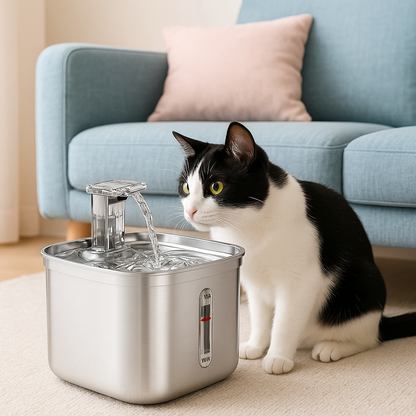 fontaine a eau chat blanc noir proche