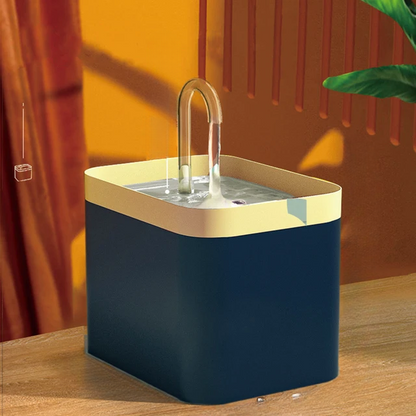 fontaine eau chat bleu coule